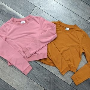 H&M Terry Crewneck Crop Sweatshirts Set of 2